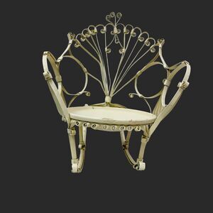 Vintage Miniature Dollhouse Metal Rocking Chair Original Folk Victorian Chair